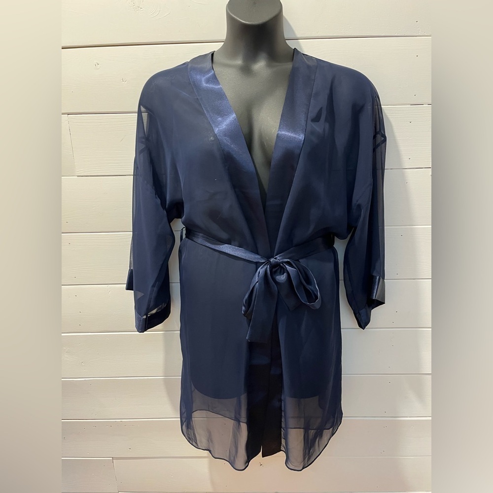 LINDA Intimates – Sheer Navy Blue Robe – Size M - Picture 2 of 7